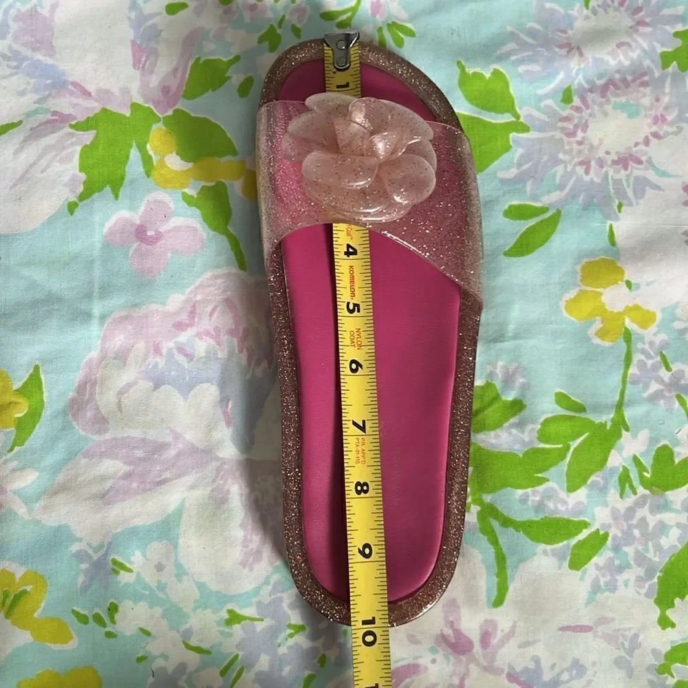 Kate Spade Jelly Slides Glitter Pink Flower - 8